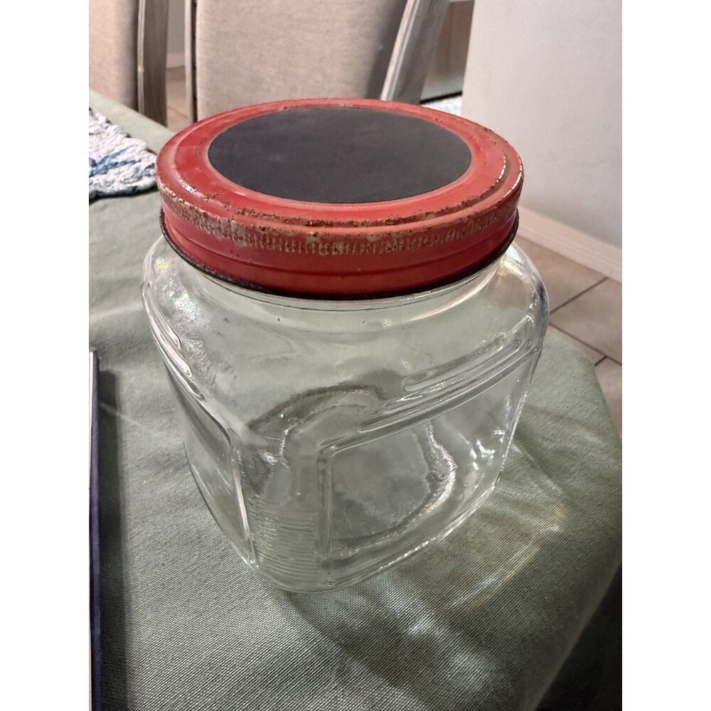 Anchor Hocking Cracker Jar Vintage Red Screw On Lid